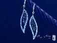 Sterling Silver Black & White CZ Leaf Drop Earrings