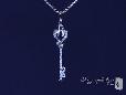 CZ Heart Shape Key Necklace in Sterling Silver