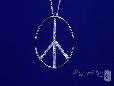 Channel Set CZ Peace Sign Necklace in Sterling Silver