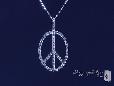 Pave CZ Peace Sign Necklace in Sterling Silver