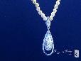 Sterling Silver Pearl Diamond Pave CZ Double Teardrop Necklace