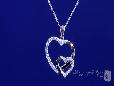 Double Open Heart Necklace with CZs in Sterling Silver