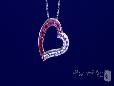 Pink, Red, and White Crystal Open Heart Necklace in Sterling Silver