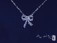 Channel Set CZ Bow Necklace in Sterling Silver