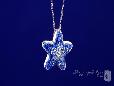 Blue & White Crystal Star Pendant Necklace in Sterling Silver