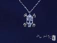 Small CZ Skull & Cross Bones Pendant Necklace in Sterling Silver