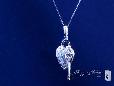 Sterling Silver Pave CZ Heart & Key Pendant Necklace