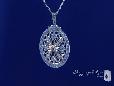 Two Tone Sterling Silver Filigree Circle Pendant Necklace