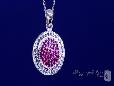 Small Round Pink and White Crystal Pendant Necklace in Sterling Silver