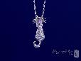 Petite Pink Eyed Pave CZ Cat Necklace in Sterling Silver