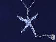 Large CZ Starfish Necklace in Sterling Silver, Adjustable 16'-18'