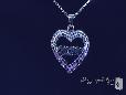 Purple & White Crystal Mom Open Heart Necklace in Sterling Silver