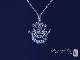 Pave CZ Fleur de Lis Crown Pendant Necklace in Sterling Silver