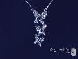 CZ Triple Butterfly Drop Pendant Necklace in Sterling Silver