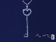 CZ Open Heart Key Pendant Necklace in Sterling Silver