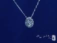 Two Tone Sterling Silver Round Solitaire CZ Pendant Necklace