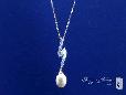 Sterling Silver Vintage Style CZ Pearl Drop Necklace