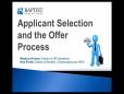 November Firestarters - Applicant Selection and the Offer Process