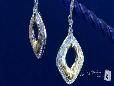 Sterling Silver Woven Gold Vermeil CZ Drop Earrings