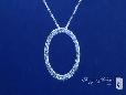 14K White Gold Pave Diamond Cut Eternity Circle Pendant Necklace