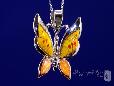 Millefiori Murano Glass Yellow Butterfly Necklace in Sterling Silver