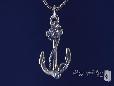 RockLove Sterling Silver Anchor Pendant on Sailor Rope Chain