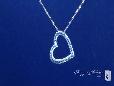 14K Yellow Gold Pave Diamond Cut Floating Heart Necklace