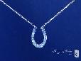 Sterling Silver Channel Set CZ Horseshoe Pendant Necklace