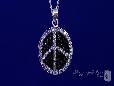 Black & White Crystal Peace Sign Necklace in Sterling Silver