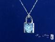 Sterling Silver Diamond CZ Pave Heart Lock Pendant Necklace