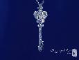 Sterling Silver CZ Crown Key Pendant Necklace