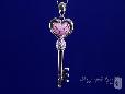 Millefiori Murano Glass Pink Heart Key Necklace with CZ