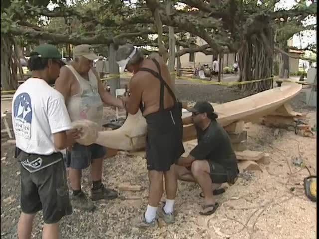 Polynesians build canoes under the banyan tree 5/25/2000