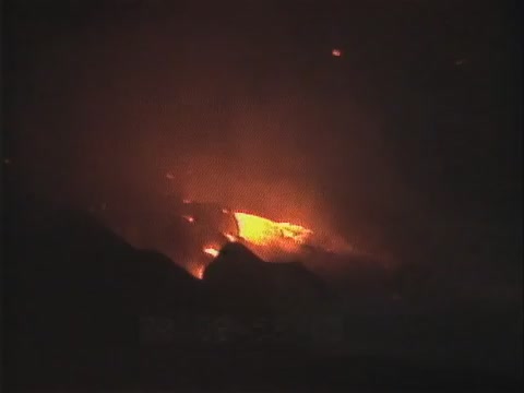 Scenics of lava at night