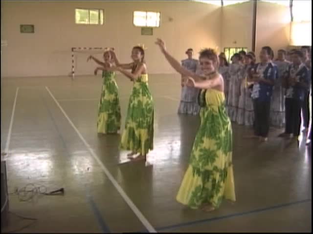 Hula performed in local school; French Polynesia 1987