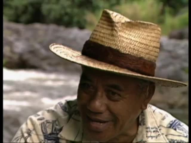 B-roll and interview with Kahu David Kawika Kaʻalakea at ʻOheʻo 5/26/90