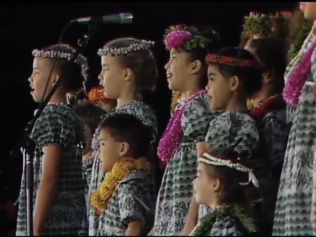 Kauʻi Zuttermeister and ʻOhana at Merrie Monarch Hoʻike night 4/18/1990 mixed shots